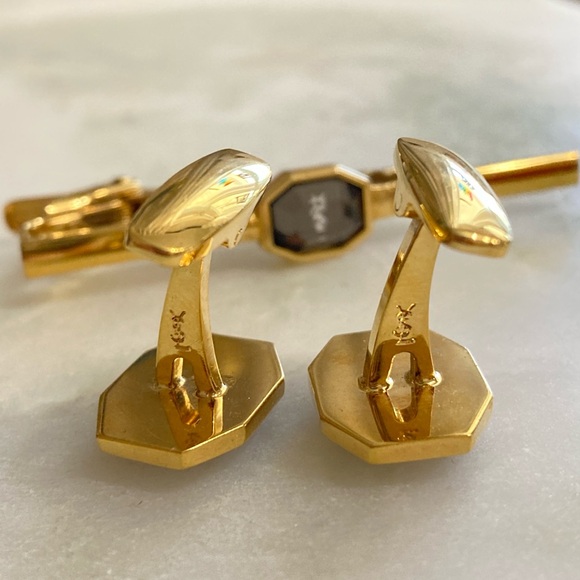 Vintage YSL Cuff Links + Tie Clip Box Set - Picture 7 of 10